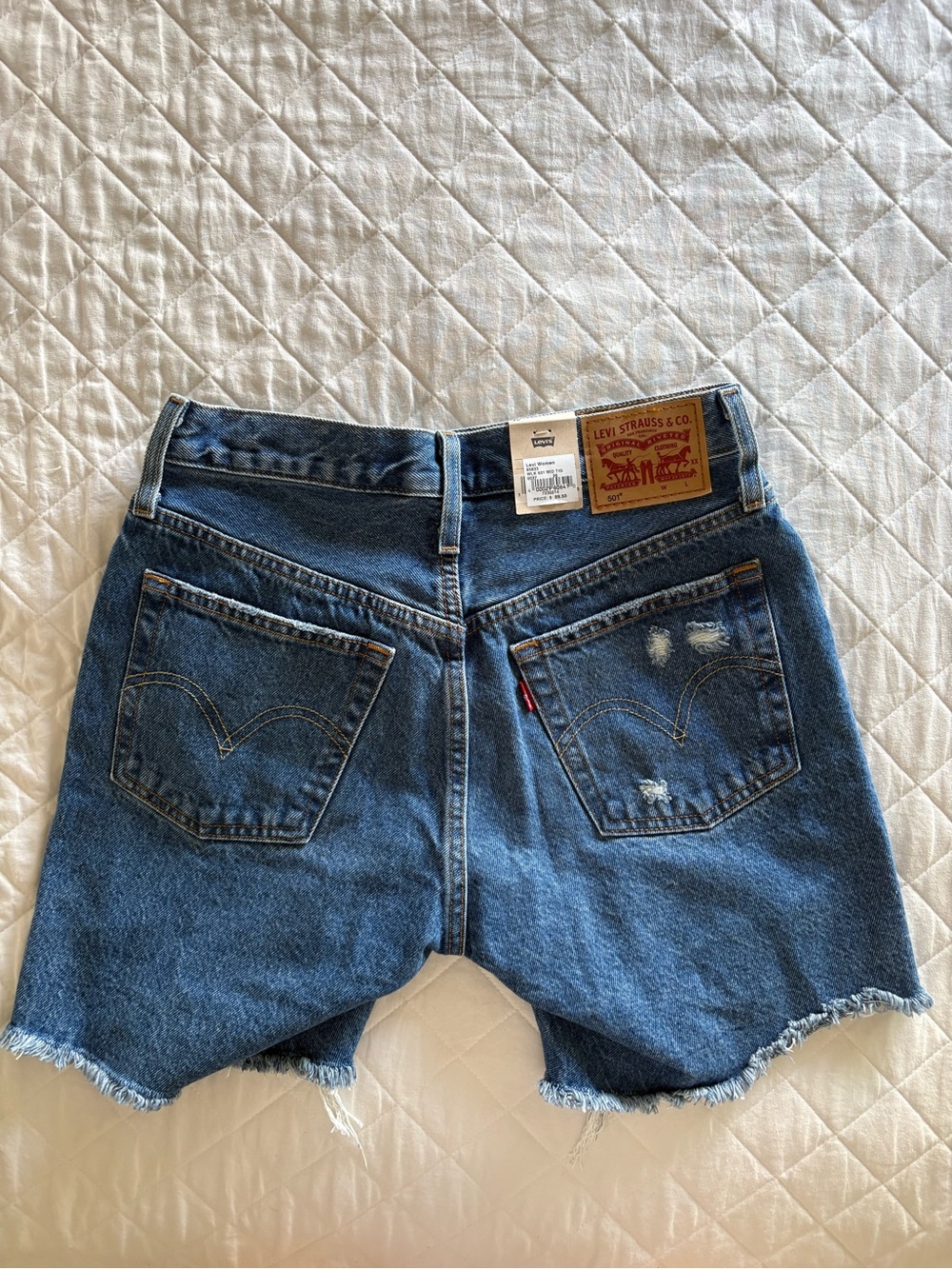 NWT- Levi's 501 Dark Blue Distressed Denim Cutoff Shorts